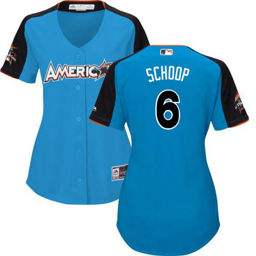 Orioles #6 Jonathan Schoop Blue All-Star American League Women's Stitched MLB Jersey